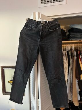 AGOLDE Black Wyman High-Rise Straight Jeans